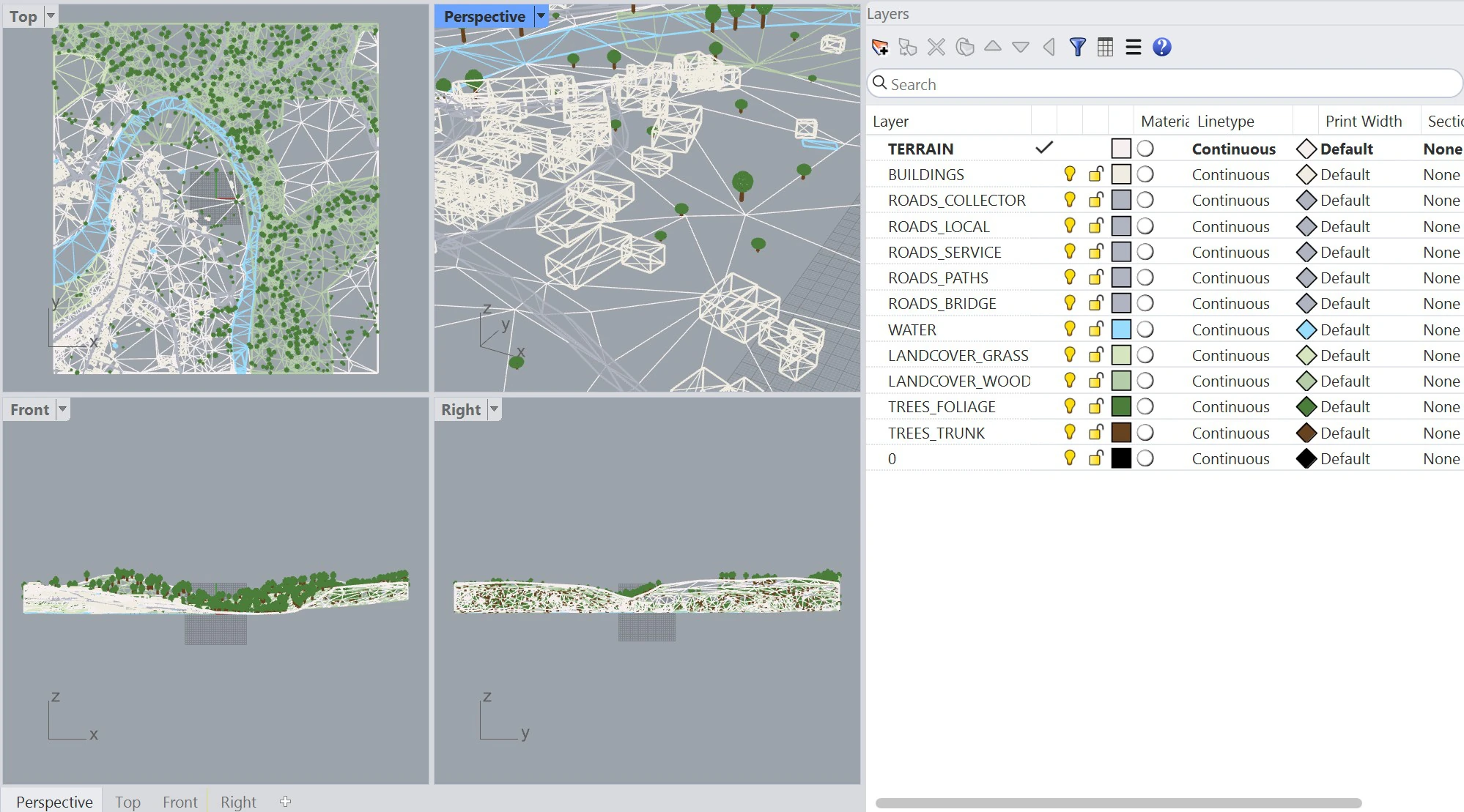 Layer tree in an IFC viewer, with map layers toggled on and off